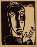 Große Prophetin by Karl Schmidt-Rottluff, Original-Holzschnitt auf Bütten mit Wasserzeichen "PERFECTA", sold Jun 2007