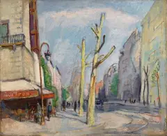 Théophile Steinlen, Café à Léon, Boulevard de La Chapelle, Öl auf Leinwand