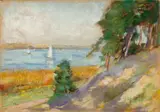 Lesser Ury, Segelregatta am Wannsee, Pastellkreiden auf festem Karton