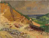 Gustav Wiethüchter, Bergischer Steinbruch, Öl auf Leinwand, auf Pappe aufgezogen