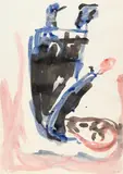 Georg Baselitz, Ohne Titel (Gebückter), Aquarell und Tusche auf gelblichem festen Velin