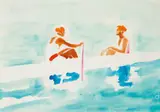 Norbert Bisky, Wohin soll denn die Reise gehn, Aquarell auf elfenbeinfarbenem genarbten Karton