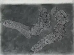 Jürgen Brodwolf, Figuration C, Gaze, Farbpigment, Asche etc. auf Nessel auf Hartfaserplatte