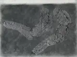 Jürgen Brodwolf, Figuration C, Gaze, Farbpigment, Asche etc. auf Nessel auf Hartfaserplatte