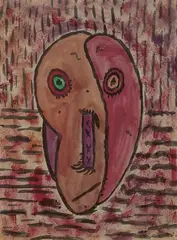 Gaston Chaissac, Ohne Titel (Visage), Aquarell und Tusche auf dünnem Karton