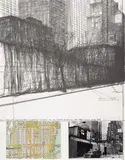 Christo, The Museum of Modern Art, wrapped, Project for New York, Farbige Offset-Lithographie collagiert mit Schwarz-weiß-Photographie, auf schwerem Velin