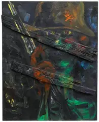 Der Soldat by Rainer Fetting, Öl und Treibholz auf Leinwand, sold Jun 2007