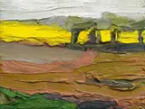 Ohne Titel (Landschaft mit Rapsfeld und Bäumen) by Klaus Fußmann, Öl auf Leinwand, sold Jun 2007