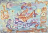 Karl Otto Götz, Pflanzenmetamorphose, Tempera auf dünnem Karton