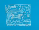 Radio Dog by Keith Haring, Silberner Filzschreiber auf hellblauem Papier, sold Jun 2007