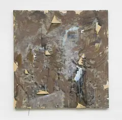 Springstrom by Gerhard Hoehme, Acryl mit PE-Schnüren und Schaumkartonelementen collagiert auf Schaumkarton auf Holz aufgezogen, sold Jun 2007