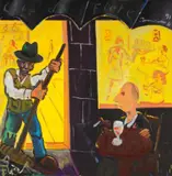 Jörg Immendorff, Café de Flore - Beuys und ich, Öl auf Leinwand