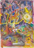 Jörg Immendorff, Wie geht es der Künstlerhand?, Gouache, Tusche und Bleistift auf Karton