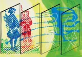 Ohne Titel by Sigmar Polke, Farbige Offsetlithographie, in Rot und Schwarz überarbeitet, auf festem glatten Papier, sold Jun 2007