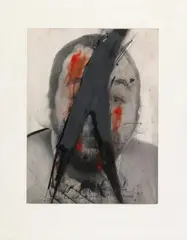 Gabel by Arnulf Rainer, Photoübermalung: Acryl und Ölkreide auf Schwarz-weiß-Photographie, sold Jun 2007