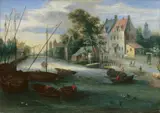 Jan Brueghel the Elder, KANALLANDSCHAFT MIT FISCHERBOOTEN.
