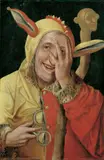 Flemish School, EIN LACHENDER NARR., Öl auf Holz