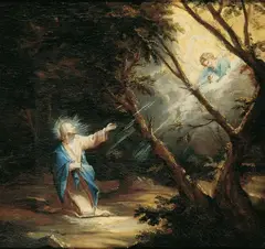 zugeschrieben Michael Willmann, CHRISTUS AM ÖLBERG, DEM EIN ENGEL MIT DEM KELCH DER PASSION ERSCHEINT., Öl auf Leinwand
