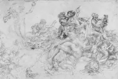 Bolognese School, TRIUMPH DER AMPHITRITE., Feder in Braun auf Papier, aufgezogen