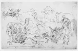 MOSES DIE FLUTEN DES ROTEN MEERES TEILEND. by Pietro Testa, gen. Il Lucchesino, in der Art, Auf der Rückseite mit Bleistift Francesco Pellegrini zugeschrieben, sold May 2007