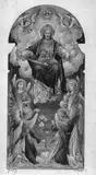 DER THRONENDE CHRISTUS ALS WELTENRICHTER. by English School, Aquarell und Feder in Braun auf Papier, aufgezogen, sold May 2007