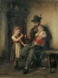 Rudolf Epp, FAMILIENSZENE, Signiert unten rechts: R.Epp Öl auf Leinwand