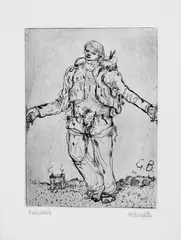 Ohne Titel by Georg Baselitz, Original-Radierung (Kaltnadel) auf Velin, sold Dec 2006
