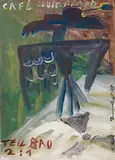 Jörg Immendorff, Café Deutschland Teilbau 2 : 1, Gouache und Dispersionsfarbe auf glattem weißen Papier