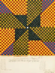 Study for the I Ching Per II by Alfred Jensen, Öl, Filz- und Kugelschreiber auf Hartkarton, sold Dec 2006