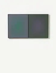 Raimer Jochims, Chromatisches Diptychon GRÜN-VIOLETTROT, Acryl und Kaseintempera auf Spanplatte jeweils