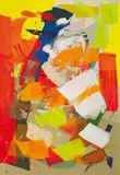 Imi Knoebel, Ohne Titel (Drachenzeichnung), Acryl hinter Glas bzw. Acryl, Lack und Kreide mit Papier und Klebeband collagiert auf Karton