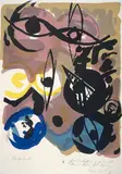 Farblitho 1964-3 by Ernst Wilhelm Nay, Farblithografie auf Japan, sold Dec 2006