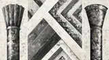 Marcel Odenbach, Blick nicht zu tief hinein, 3-teilige Papiercollage: Acryl, Gouache und Graphit auf mit altem Illustriertenpapier collagiertem beigen Zeichenpapier, 3 Blätter bzw. 6 Blätter jeweils aneinander montiert