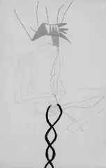 Ohne Titel by Mimmo Paladino, Bleistift, Aquarell und Tusche auf chamoisfarbenem Bütten, sold Dec 2006
