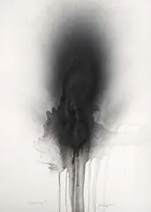 Drohung by Otto Piene, Feuergouache auf glattem weißen Karton, sold Dec 2006