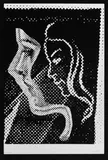 Doppelprofil by Sigmar Polke, Serigraphie in Weiß auf blauem Velourpapier, sold Dec 2006
