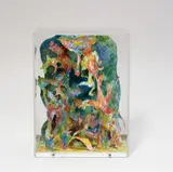 Bernard Schultze, Kehrseiten, Aquarell, Tusche und Bleistift auf Papierobjekt aus festem Karton und Halbkarton auf Holzsockel