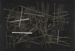 Schwarze Composition mit Weiss by Fritz Winter, Öl auf schwarzem Karton, sold Dec 2006