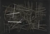 Schwarze Composition mit Weiss by Fritz Winter, Öl auf schwarzem Karton, sold Dec 2006