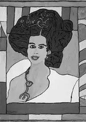 Ohne Titel (Weibliches Portrait) by Josef Wittlich, Gouache, Goldfarbe und Bleistift auf festem Schoellershammer Karton, sold Dec 2006