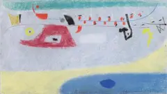 Flugreise über dem Ocean by Max Ackermann, Pastell auf elfenbeinfarbenem Büttenpapier mit dem Wasserzeichen der Hahnemühle, sold Nov 2006