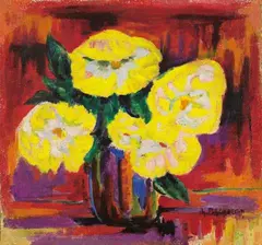 Philipp Bauknecht, Gelbe Blüten, Öl auf grober Leinwand