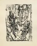 Max Beckmann, Tauentzienpalast, Original-Radierung (Kaltnadel) auf gelblichem Japan 27,3 cm x 19,5 cm (
