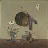 Herbert Böttger, Stilleben mit Selbstbildnis im Spiegel, Öl auf Leinwand