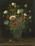 Herbert Böttger, Blumenstilleben mit Mohnkapseln, Öl auf Leinwand