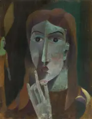 Die Muse by Heinrich Campendonk, Öl auf Holz, sold Nov 2006