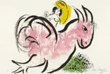 Marc Chagall, Der rote Hahn, Original-Farblithographie auf Velin