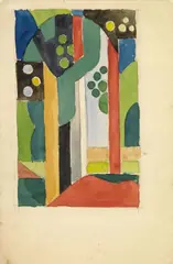 Otto Coenen, Bäume in Oberkassel, Aquarell auf elfenbeinfarbenem Velin