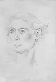 Otto Dix, Kopf einer jungen Frau, Silberstiftzeichnung auf chamoisfarbenem, mit einem Kreidegrund versehenen festen Zeichenpapier