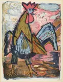 Otto Dix, Hahn, Original-Farblithographie auf Bütten